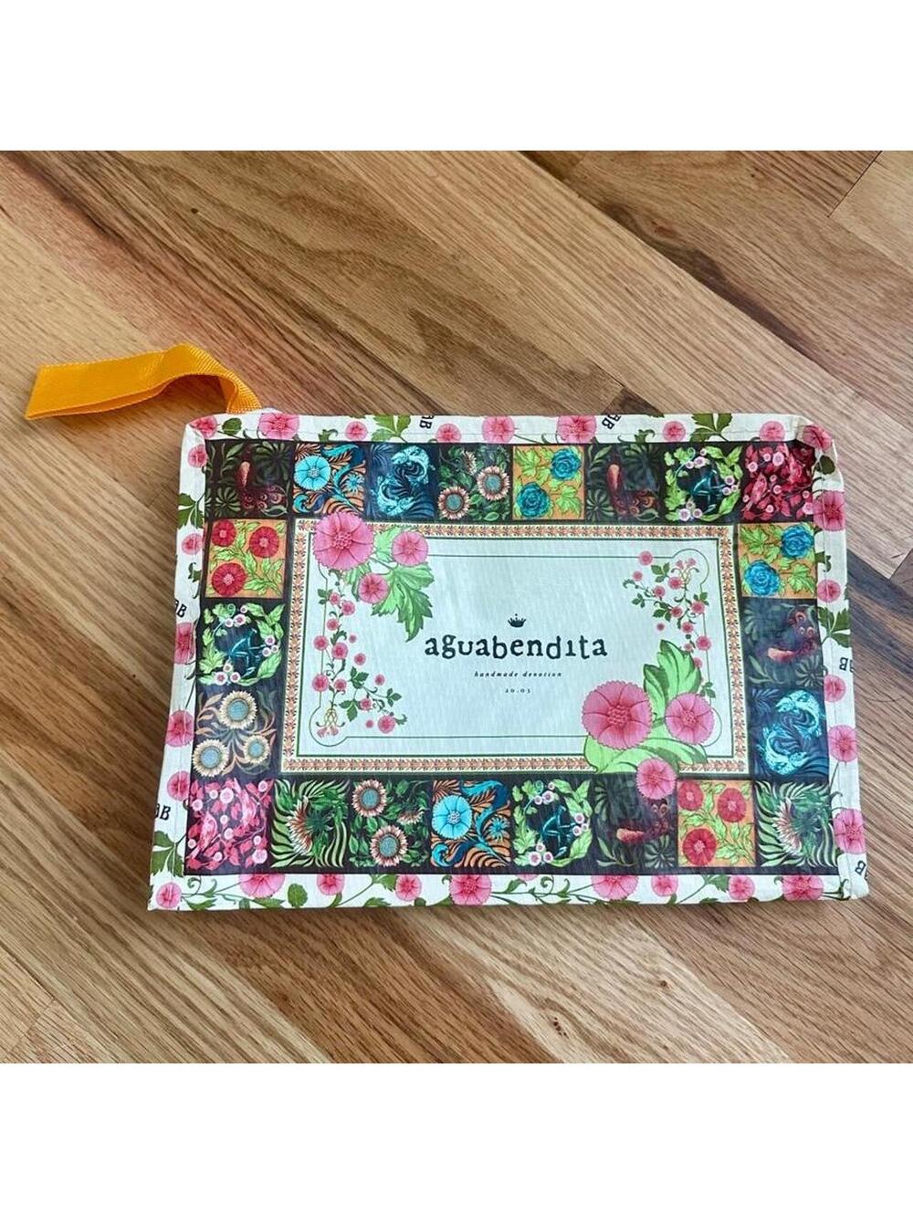 Agua Bendita Handmade Floral Tropical Cosmetic Travel Pouch Wristlet Makeup Bag
